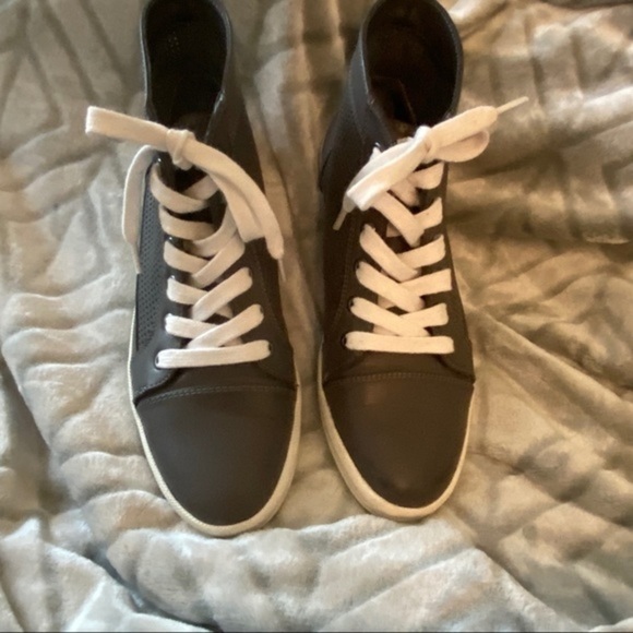 Calvin Klein Jeans Shoes - Calvin Klein Jeans “Martina” 8.5 Gray/White Hi-Tops Open Pattern​​​​​​​​​